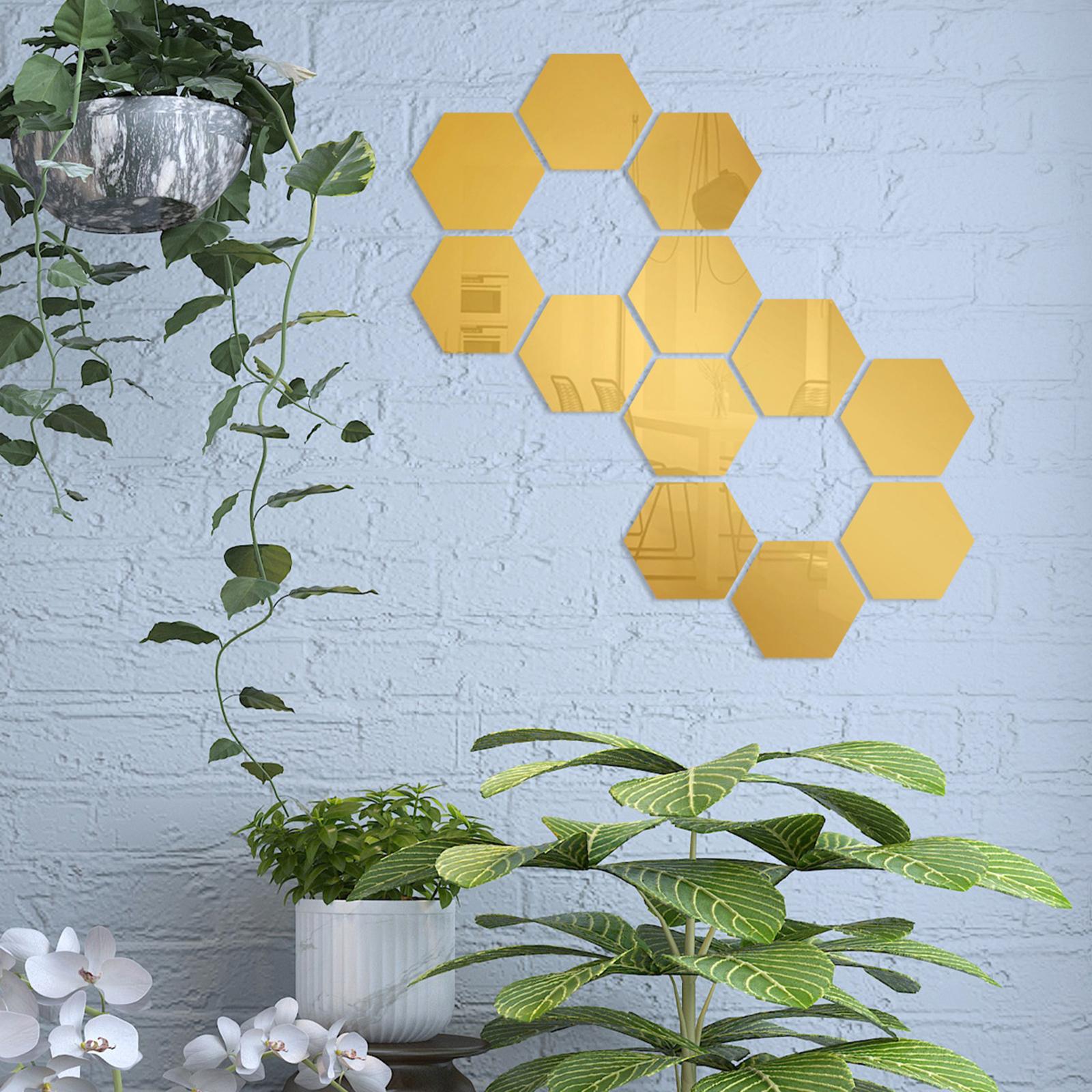 12 tấm gương đề can dán tường, hình lục giác, có thể tháo rời, trang trí nhà cửa, phòng ngủ