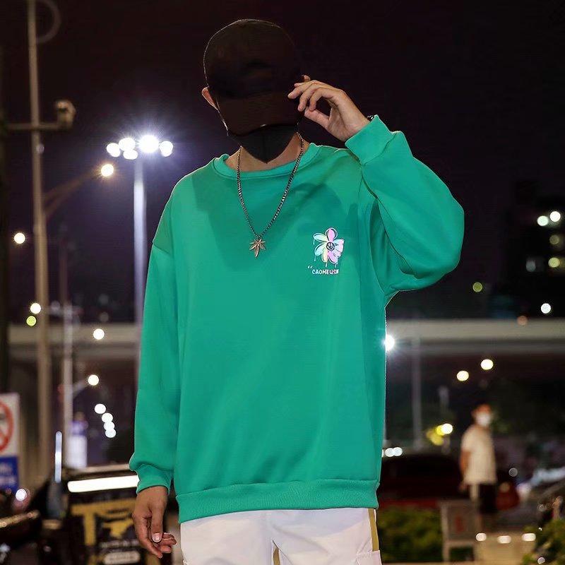 Áo Thun Form Rộng Dài Tay In Họa Tiết Hoa Cúc 4 Màu Thời Trang Dành Cho Nam M-3Xl