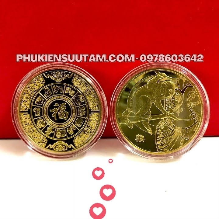 Xu 12 Con Giáp Tuổi Thân, đường kính: 4cm, màu vàng - SP005825