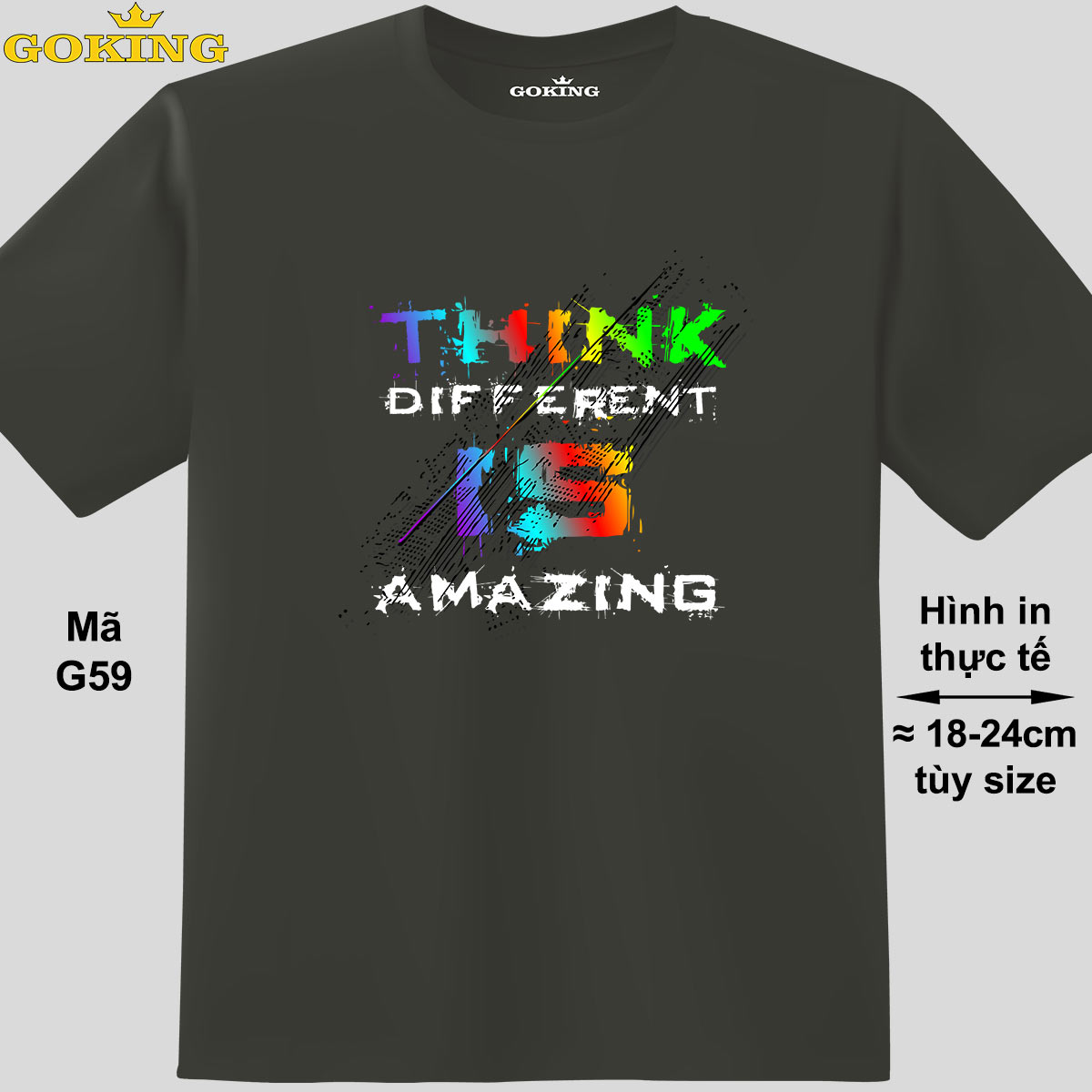 Think different is amazing, mã G59. Áo thun hàng hiệu Goking cao cấp cho cả gia đình. Form unisex cho nam nữ, trẻ em. Quà tặng ý nghĩa