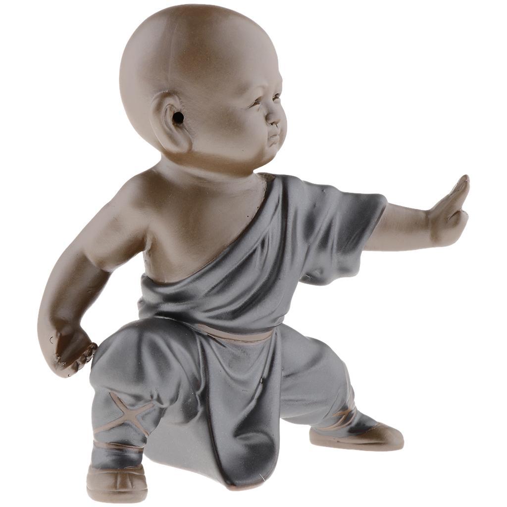 Ceramic Small Buddha Statue kung fu Monk Figurine Tea pet Ornaments
