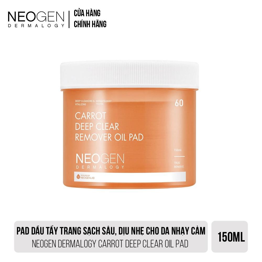 Pad Dầu Tẩy Trang Cà Rốt Sạch Sâu, Dịu Nhẹ Cho Da Nhạy Cảm Neogen Dermalogy Carrot Deep Clear Oil 60 Miếng