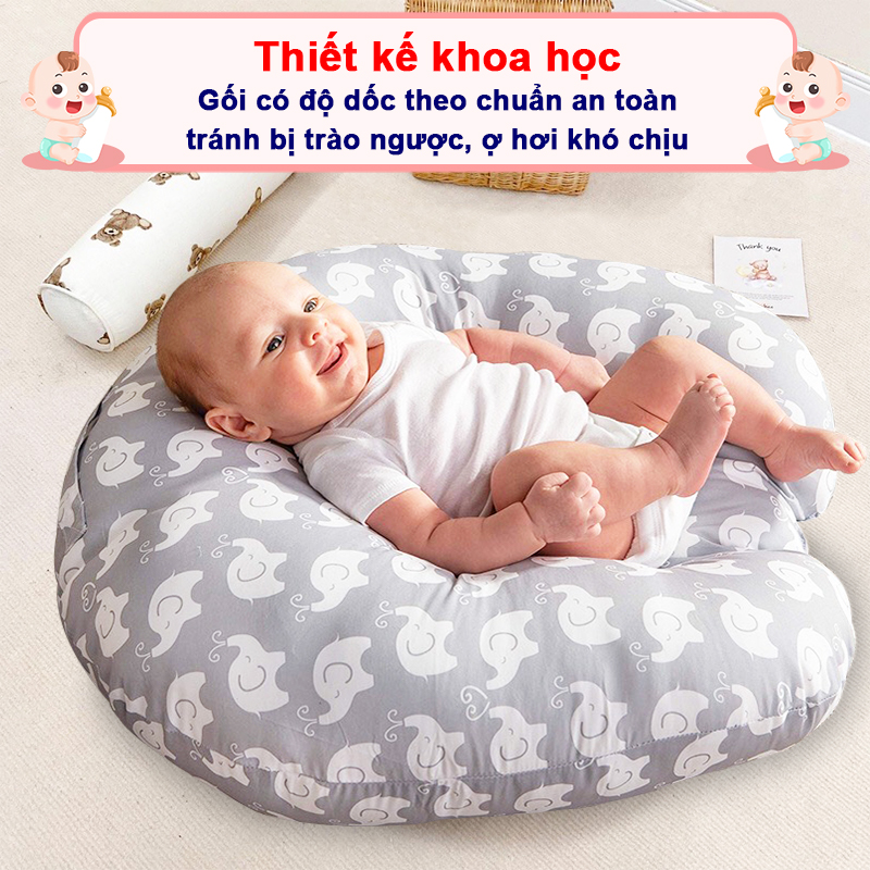 Gối chống trào ngược cho bé 0-2 tuổi chất cotton cao cấp size đại Baby-S – SSS011