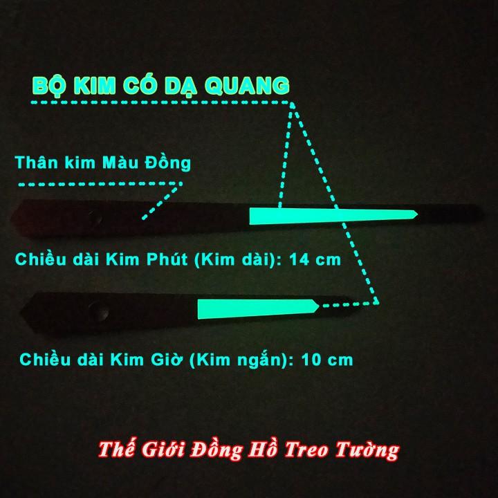 Máy Đồng Hồ Treo Tường Cao Cấp KIM TRÔI EASTAR – Bộ KIM VÀNG ĐỒNG Có DẠ QUANG + Tặng Pin Maxell - Trục Kim 13.5mm