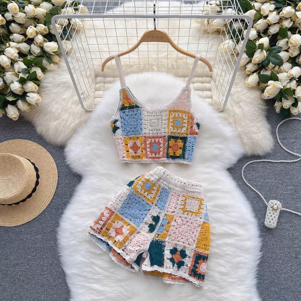 Set 2 Chi Tiết Gồm Áo, Quần Chất Len Móc