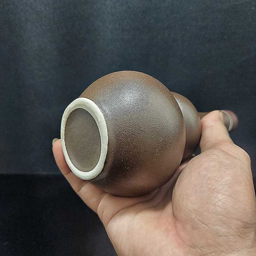 Bình Rượu Gốm Bát Tràng 350ML cao cấp mẫu hồ lô màu nâu nhám - Nậm Đựng Rượu chất lượng đảm bảo