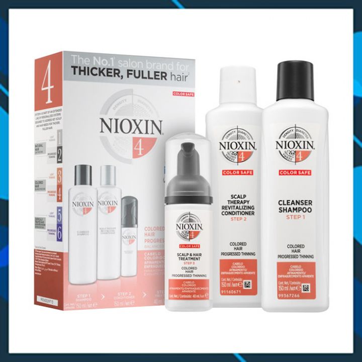 Bộ dầu gội xả du lịch Nioxin 4 Colored Hair Progressed Thinning Travel Kit cho tóc nhuộm có dấu hiệu thưa rụng Mỹ 150ml