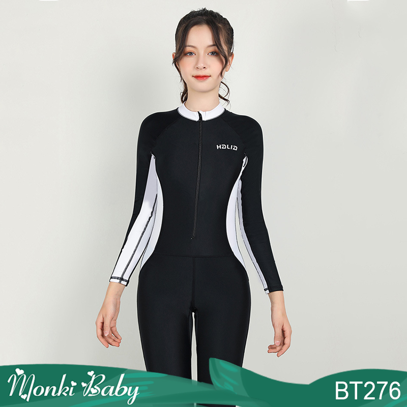 Bộ Đồ Bơi Bé Gái Liền Thân Quần Dài Tay Dài Kín Chống Nắng, Size Vừa &amp; Lớn Từ 20 - 46kg, Có Sẵn Đệm Với Size Lớn, Thun Bơi Lạnh Mịn Đẹp Co Giãn Cao | BT276