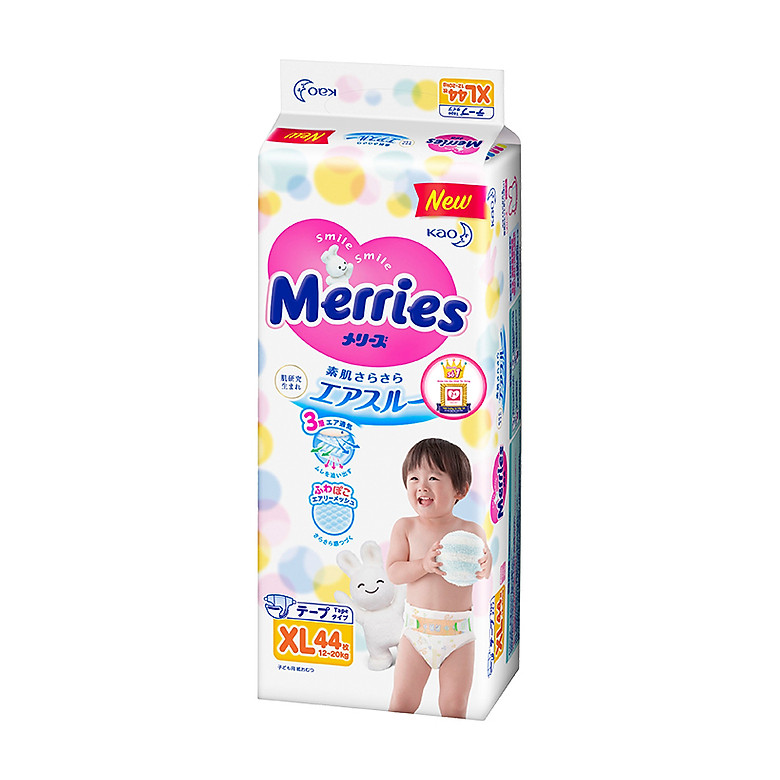 Combo 2 Tã Dán Merries XL44 tặng khăn tắm sợi tre hình thỏ đáng yêu và đồ chơi tắm Toys House