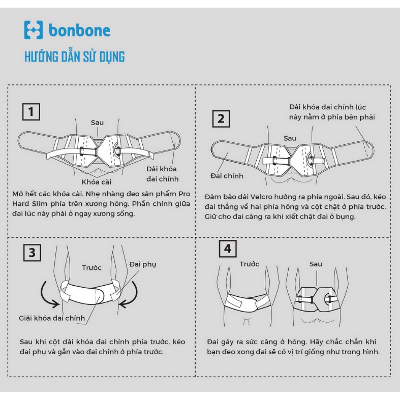 Đai Lưng Cột Sống Bonbone Pro Hard Slim Hỗ Trợ Điều Trị Bệnh Lý Cột Sống, Thoát Vị Đĩa Đệm
