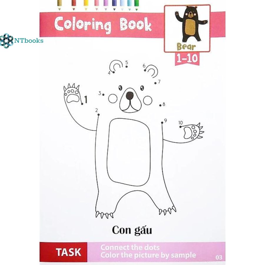 Combo 2 cuốn Nối Số Và Tô Màu Thông Minh: Thế Giới Động Vật - Động Vật Hoang Dã Tập 1 + Tập 2