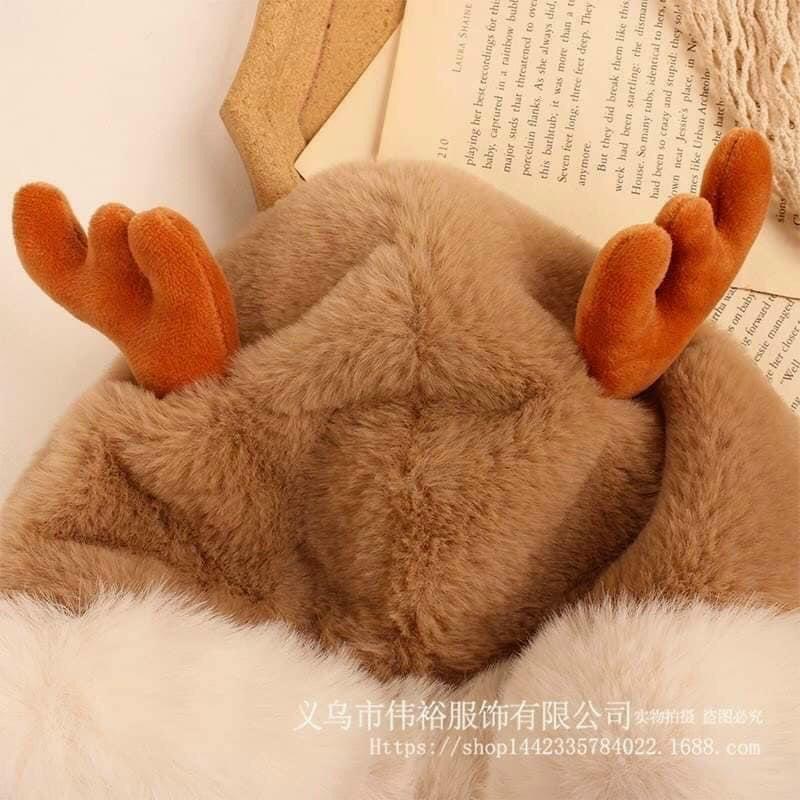 Mũ kèm khăn siêu ấm thiết kế kiểu sừng hươu đáng yêu cute cho bé