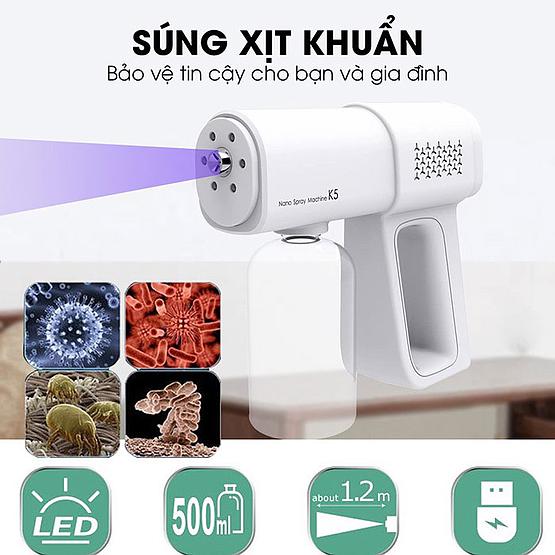 Máy phun cồn khử khuẩn Nano bằng tia cực tím với 3 chế độ cổng sạc USB dùng pin sạc 2000mah tặng kèm khăn lau 2 mặt BaoAn