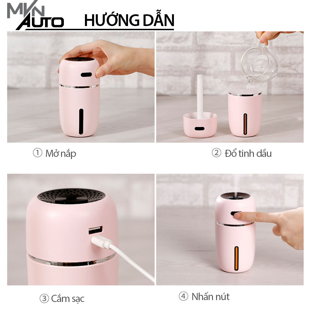 Máy Khuếch Tán Tinh Dầu Khử Mùi Xe Hơi - Đen Nhám