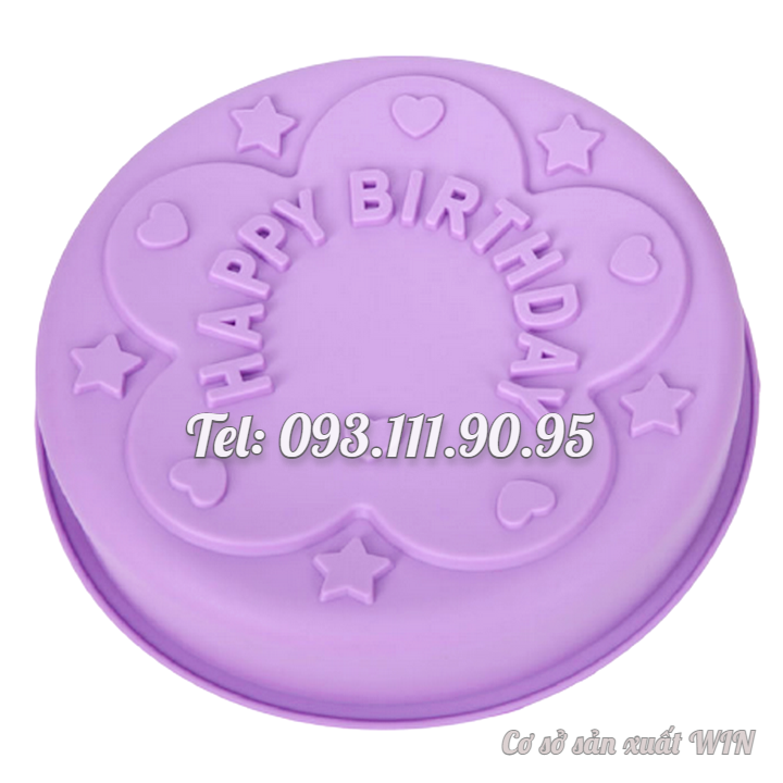 Khuôn silicon làm đế bánh, rau câu Happy Birthday - Loại 28 cm – Mã số 1012