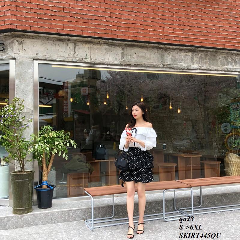 SKIRT361 CHÂN VÁY XÒE BÈO NHÚN CHẤM BI