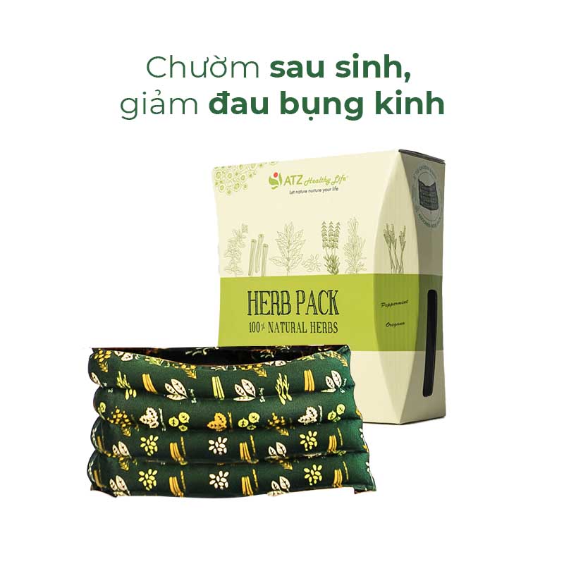 Túi Chườm Bụng Thảo Dược - ATZ Organic - Nóng Lạnh Đa Năng - Giúp Tiêu Hoá Tốt Hơn, Giảm Đau Bụng Khó Tiêu, Đau Bụng Kinh