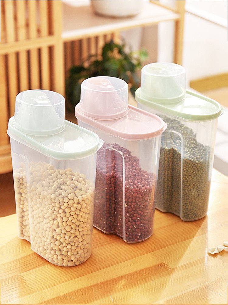 Bình đựng hạt ngũ cốc có nắp 2.5 lít tiện dụng, hộp đựng thực phẩm khô kín hơi chống ẩm kèm cốc đong