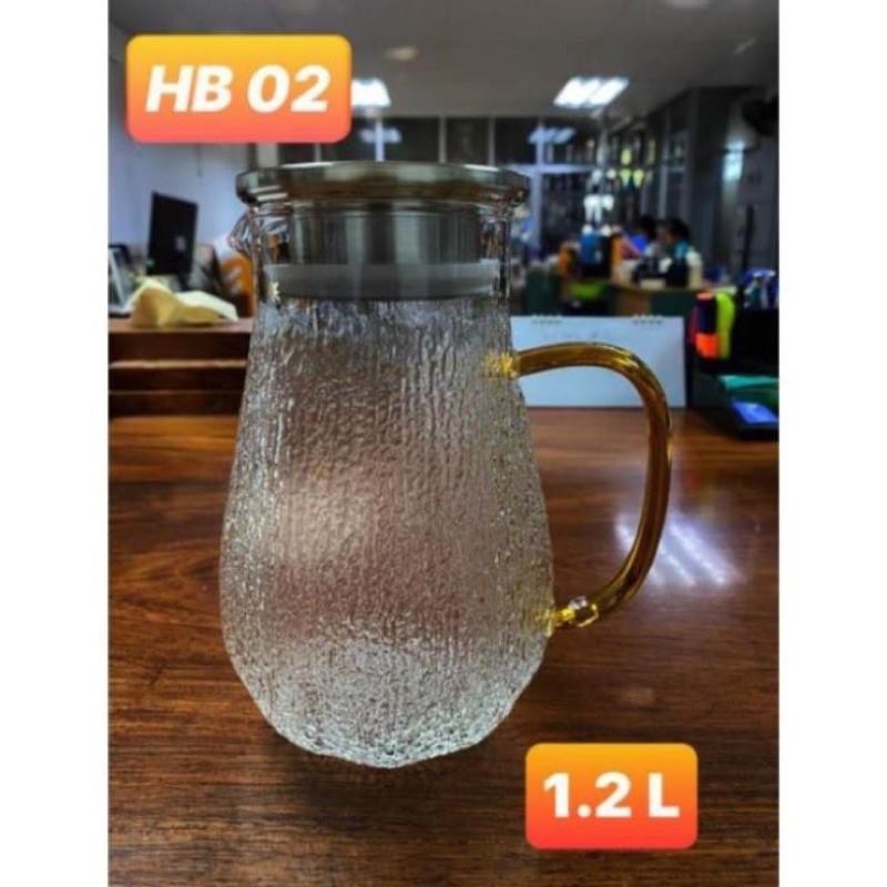 Bình nước thủy tinh chịu nhiệt 400*c sần 1,2 lít và 1,6 lít