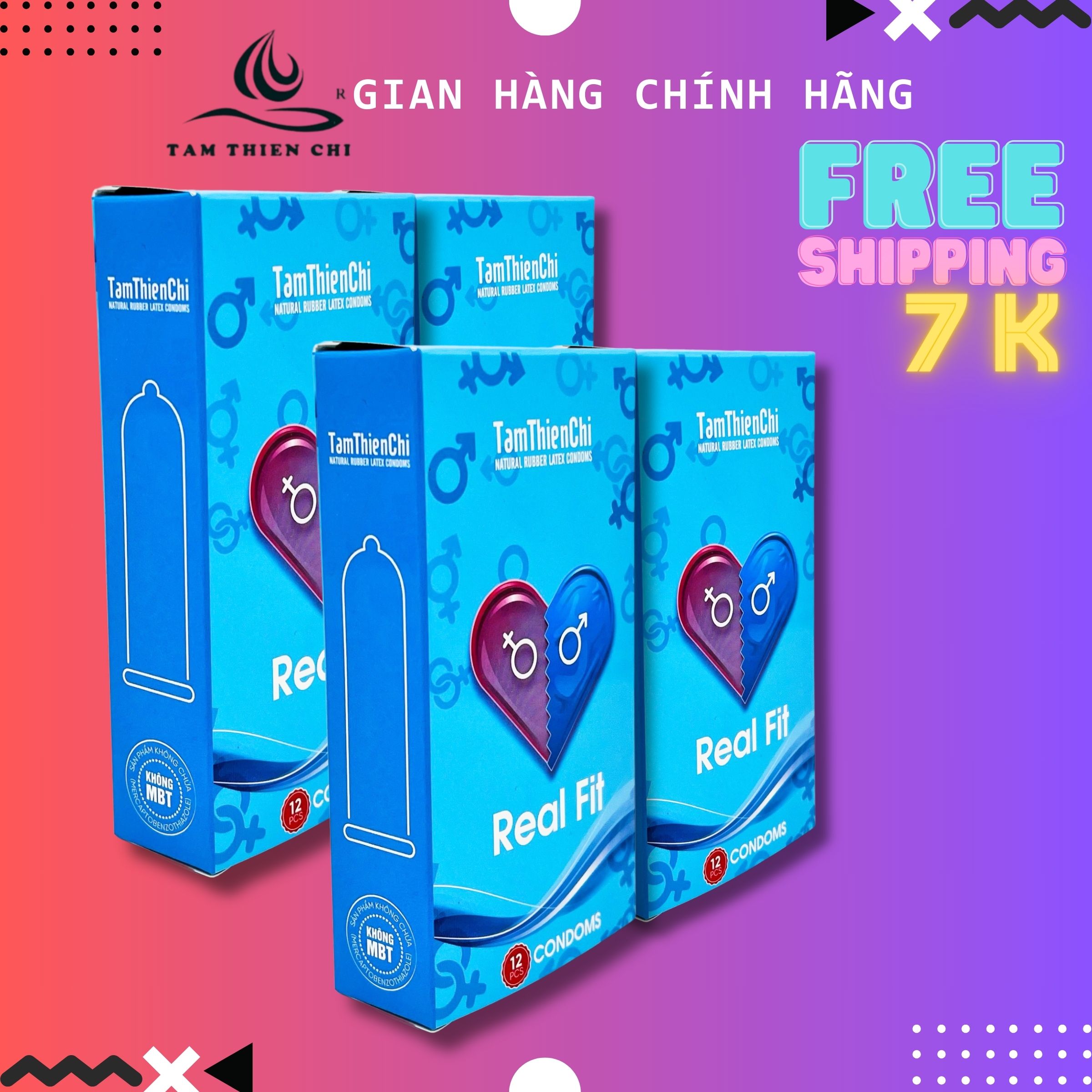 Bao cao su Tâm Thiện Chí Real Fit Bộ 48 cái