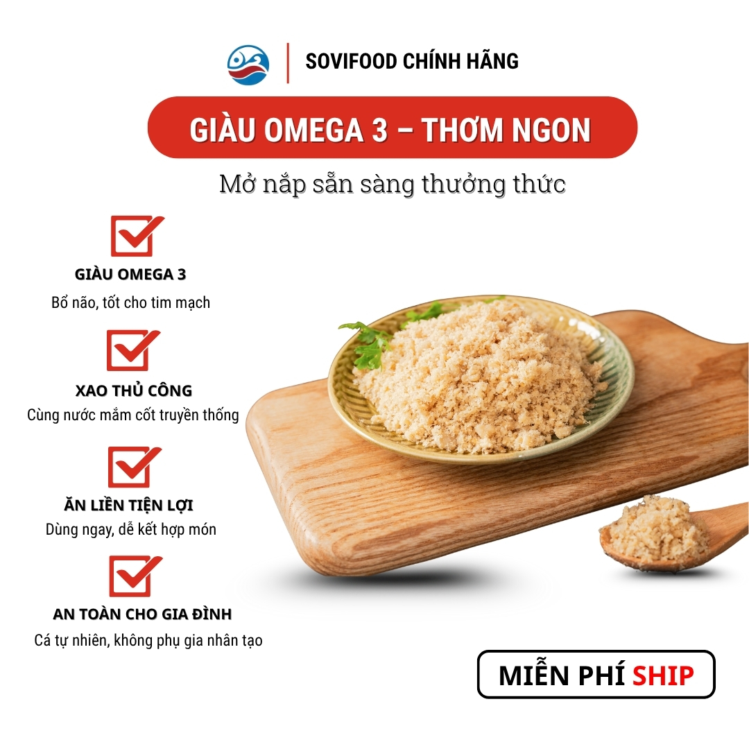 Ruốc Cá Thu Phấn Sovifood - Cá Thu Phấn Tự Nhiên, Giàu Omega 3, Tơi Mềm Cho Bé - 200G