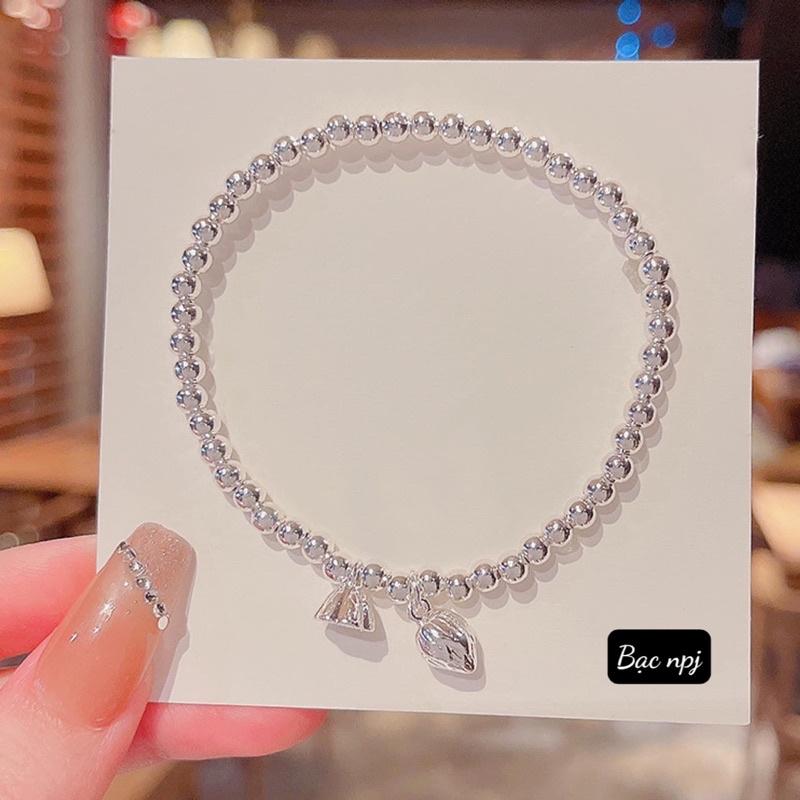 Lắc tay Bi bo chun dễ đeo, Vòng tay Bi Bạc Ta 100% cho nữ - Bạc npj