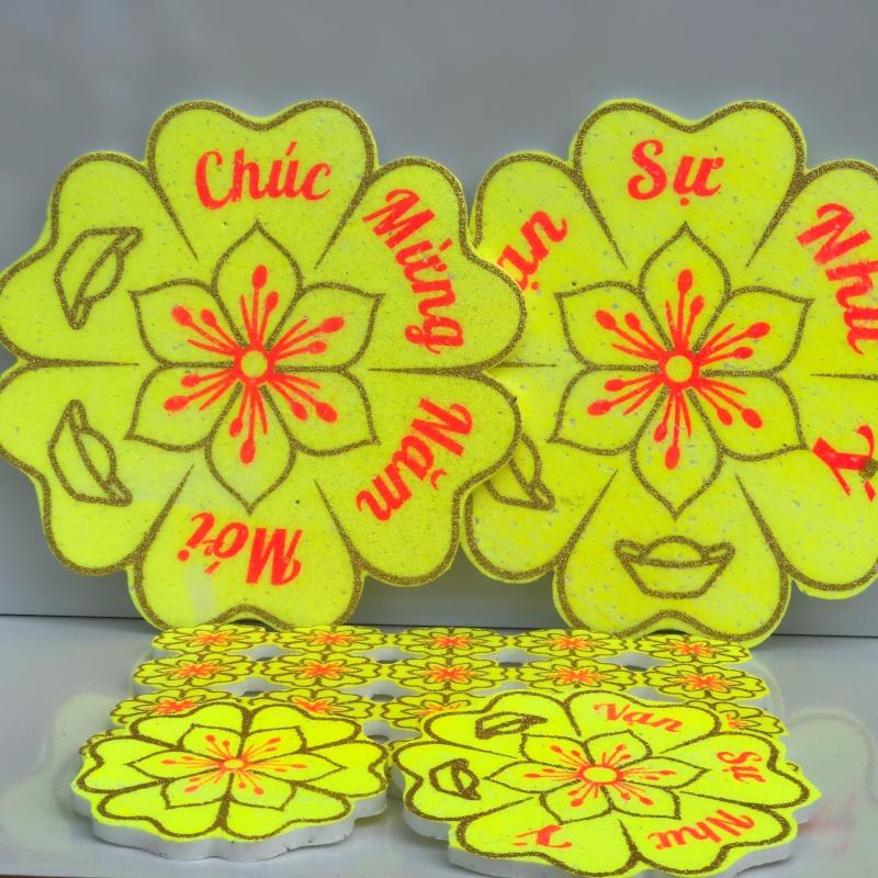 Set Hoa mai - Bông mai - hoa đào xốp đủ cỡ dán tường - dán kiếng phụ kiện trang trí tết