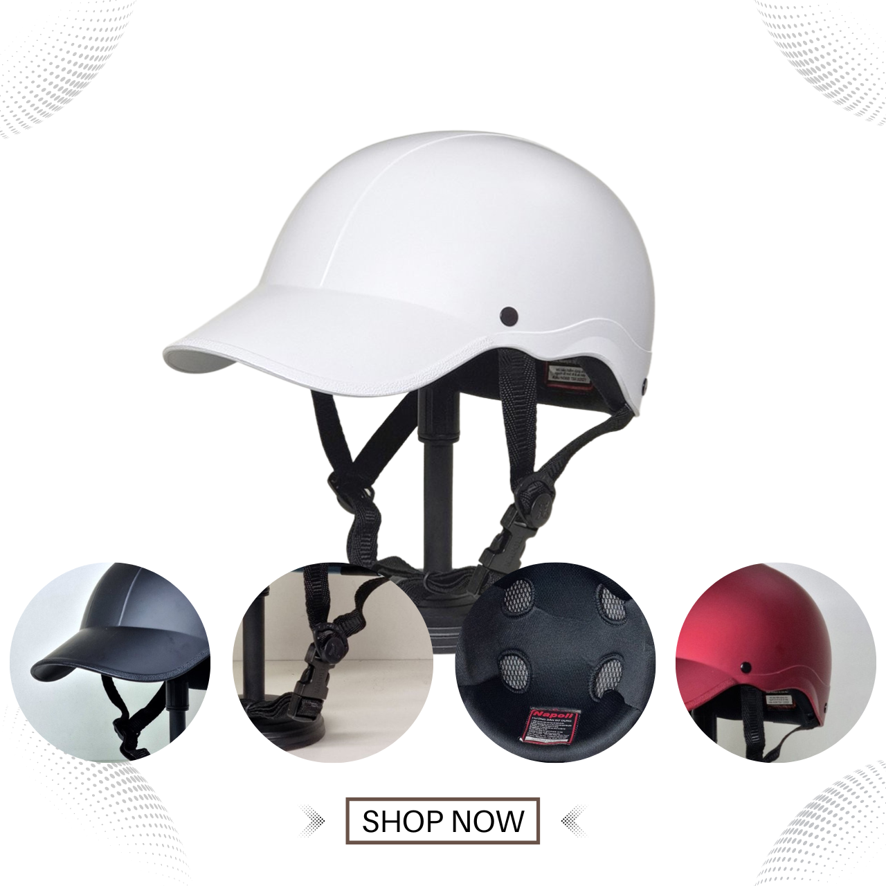 Mũ bảo hiểm lưỡi trai 1/2 đầu nón kết Napoli N08, freesize vòng đầu 55-58cm