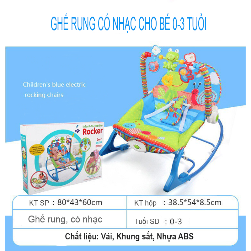 Ghế rung có nhạc và xúc xắc cho bé 0-3 tuổi iBbay Rocker - Hồng/Xanh