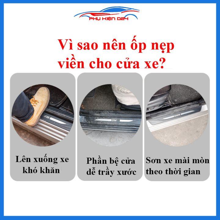 Bộ ốp bậc cửa trong ngoài nẹp bước chân CRV 2018-2019-2020-2021 vân Titan chống trầy trang trí xe