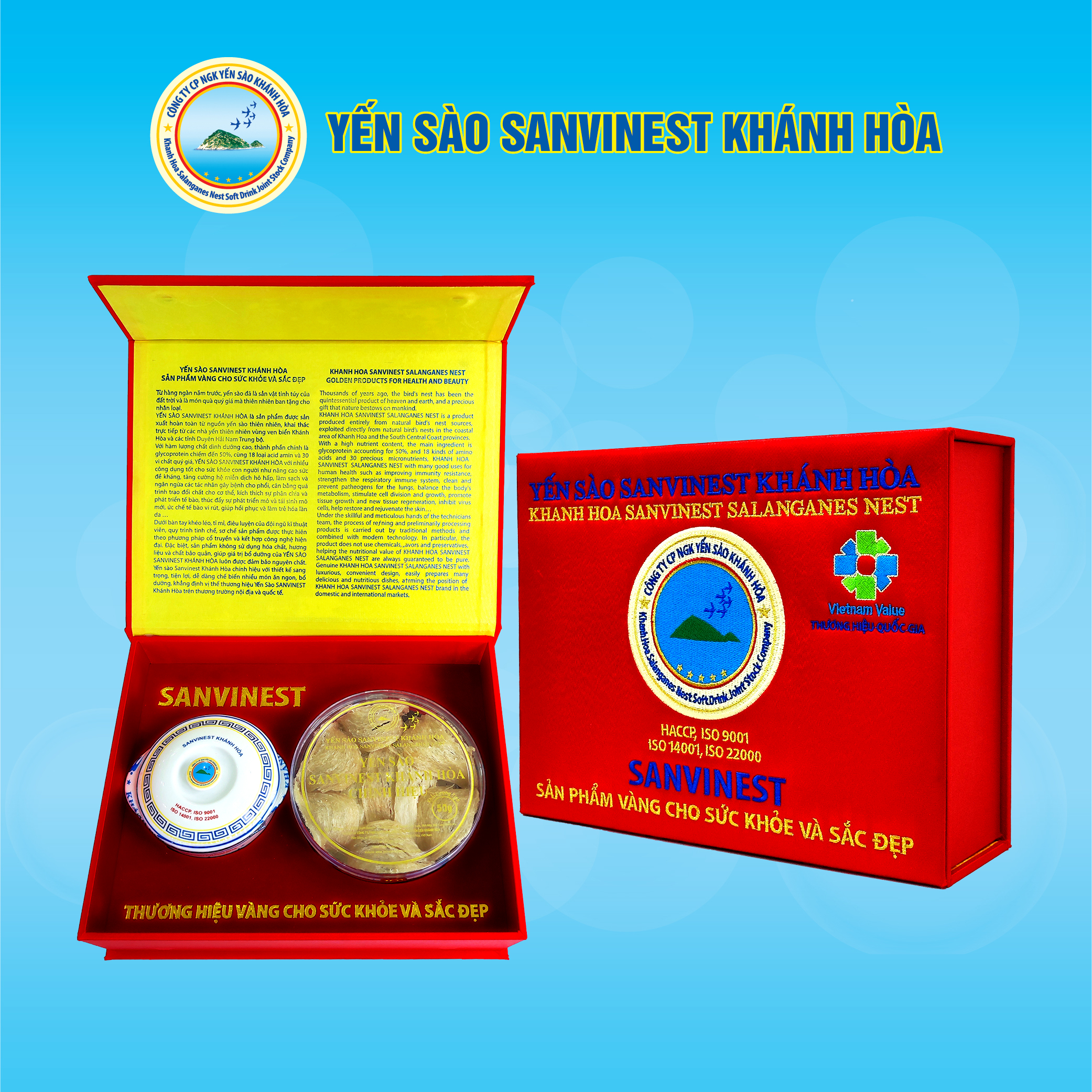 Hộp quà tặng Yến sào Sanvinest Khánh Hòa chính hiệu nguyên tổ sơ chế 50g - Q250