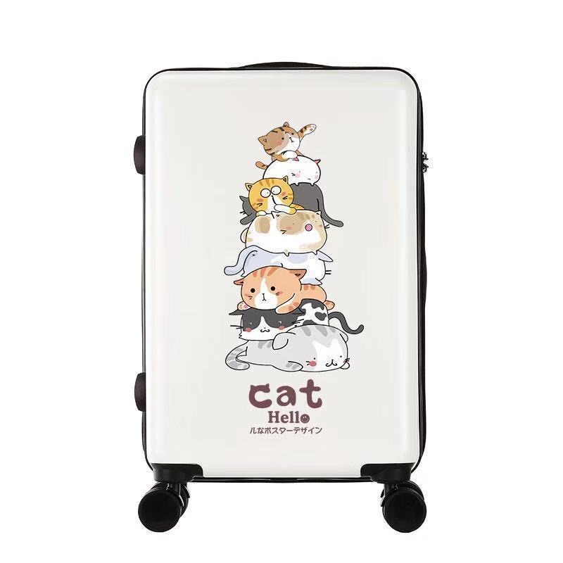 Vali Du Lịch In Hình Mèo CAT Cute Hình In UV Không Bong Tróc Chất Liệu Nhựa PC+ABS Xịn Hàng Sẵn 20/22/24/26 inch