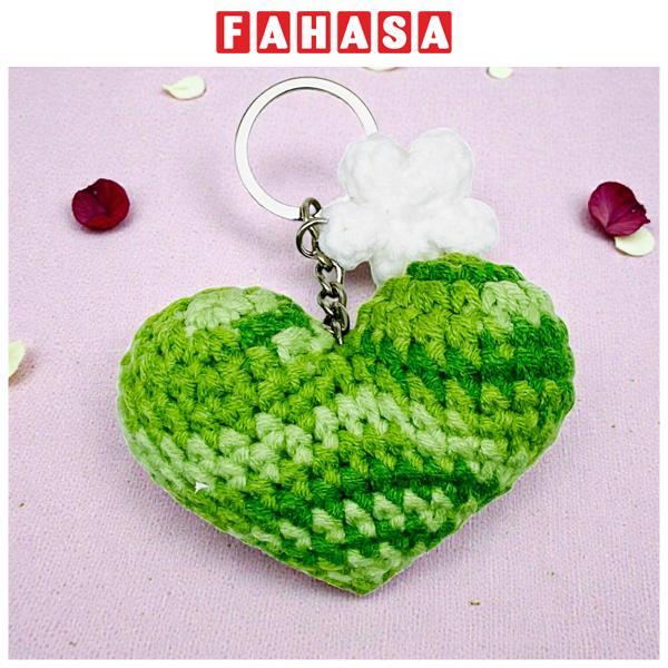Móc Khoá Len Hình Trái Tim - Màu Xanh Lá