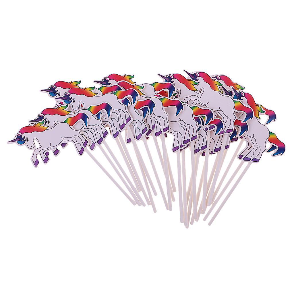 34pcs Set Unicorn Cupcake Picks Cake Topper Food Picks for Kids Party