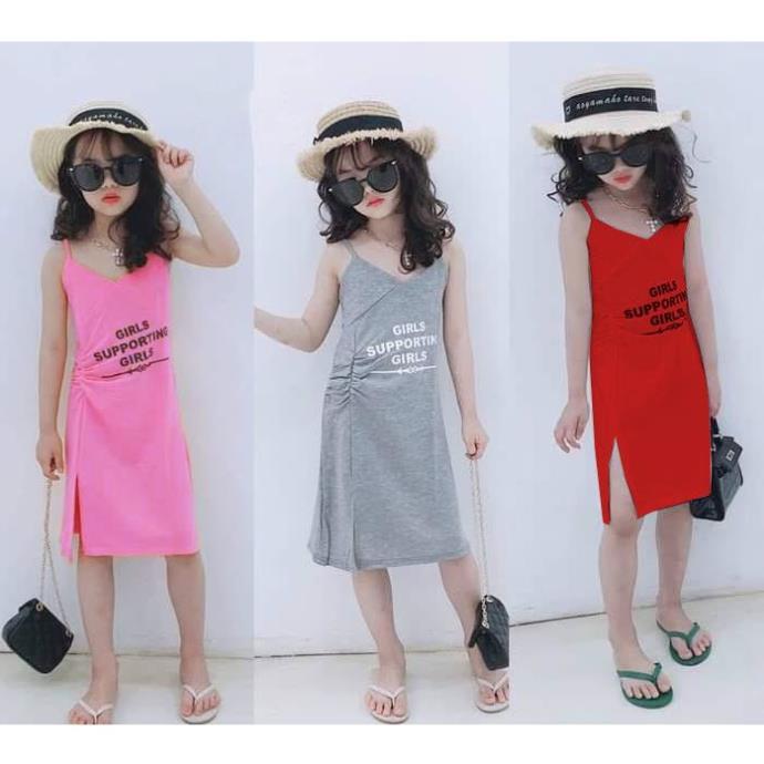 Váy bé gái 7kg-40kg, kiểu dây tăng-đơ, may nhúng hông, chẻ tà, chất cotton mềm mịn - Quần áo trẻ em