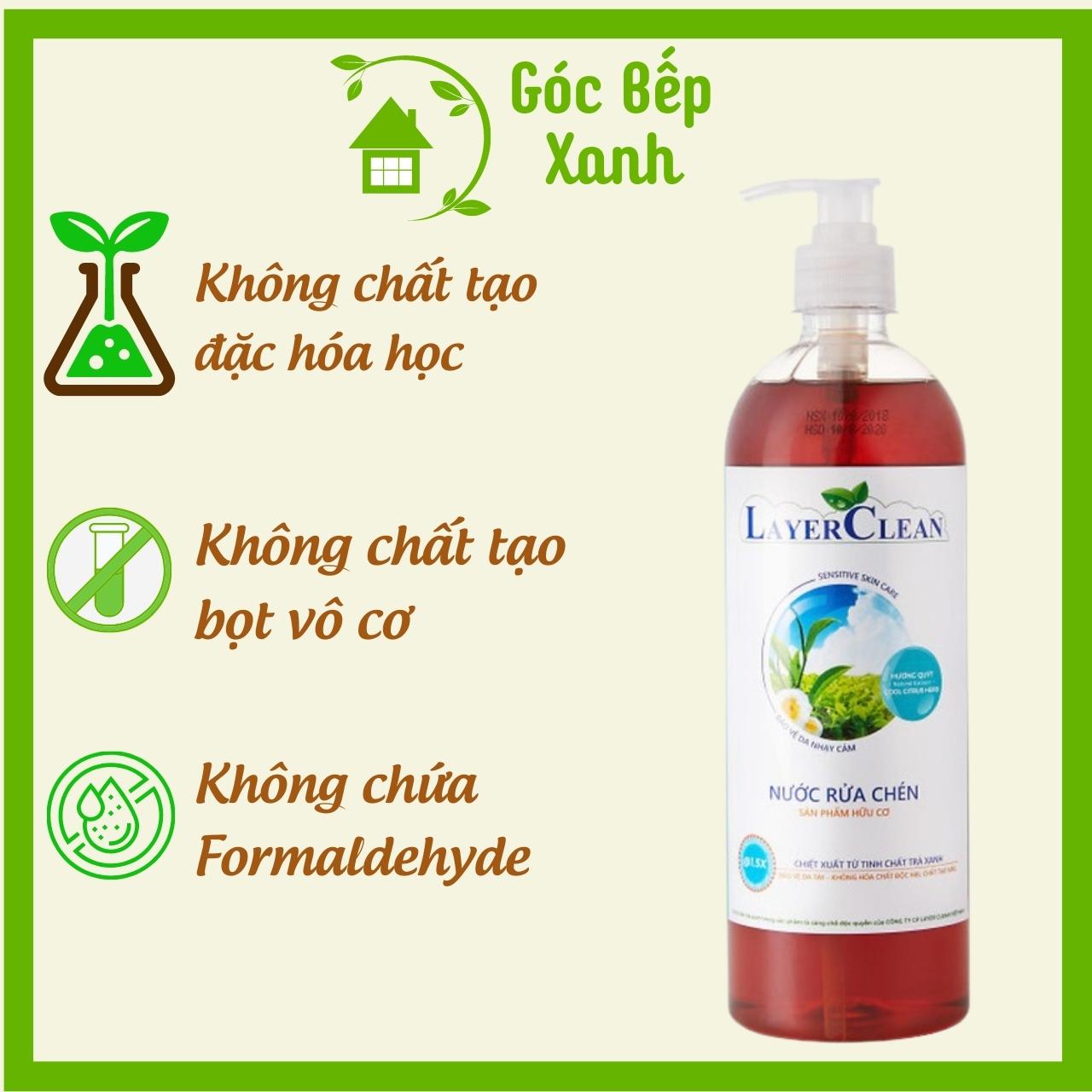 Nước Rửa Chén Hữu Cơ Layer Clean - Hương Quýt, Thể Tích: 800ml