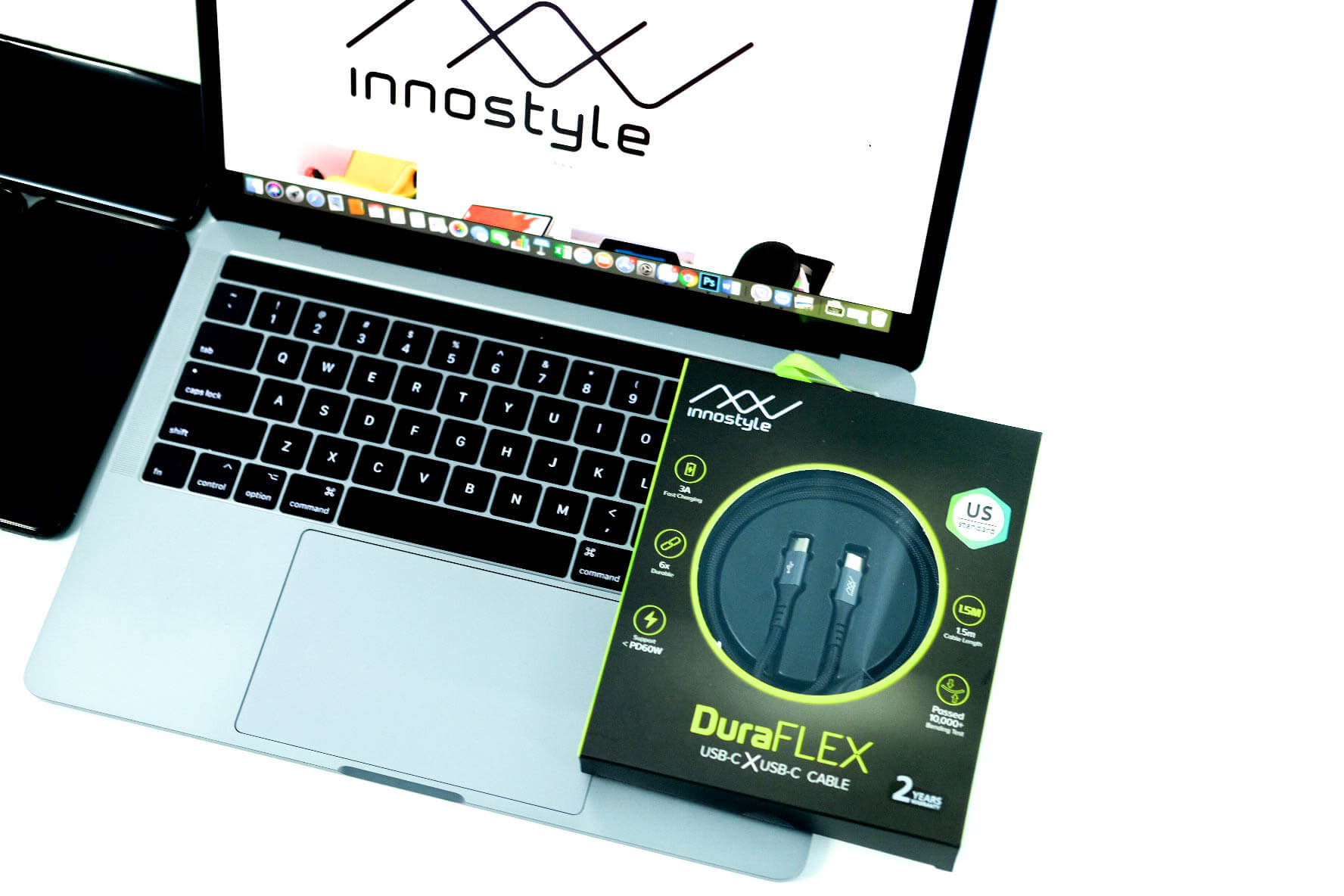 Cáp chuyển đôi INNOSTYLE DURAFLEX hai đầu USB Type-C 1.5M có hỗ trợ sạc nhanh 60W và truyền dữ liệu - Hàng Chính Hãng