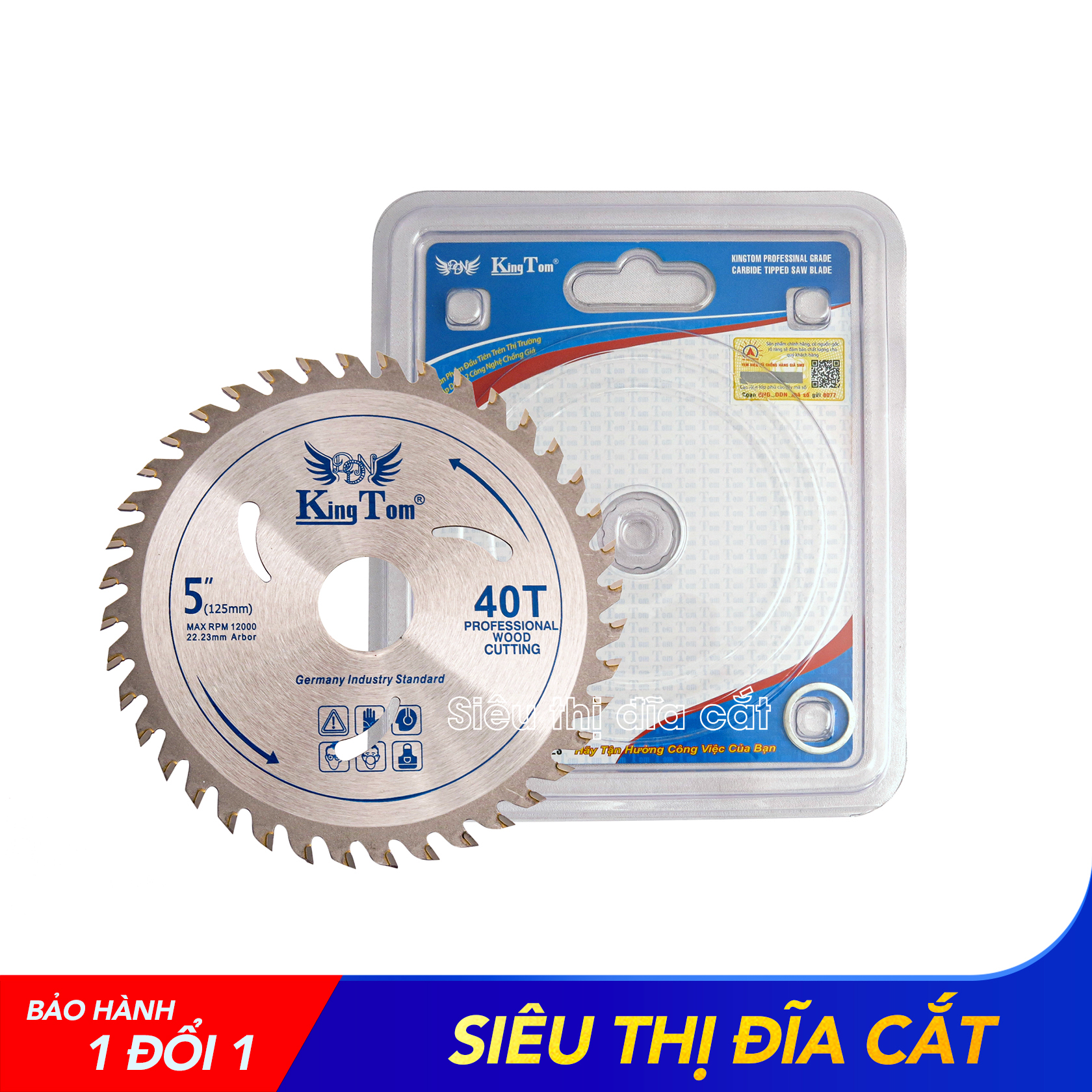 Lưỡi Cưa - Lưỡi Cắt Gỗ Cao Cấp 125-40 Răng KingTom - Chuyên Gỗ Cứng, Gỗ Có Đinh