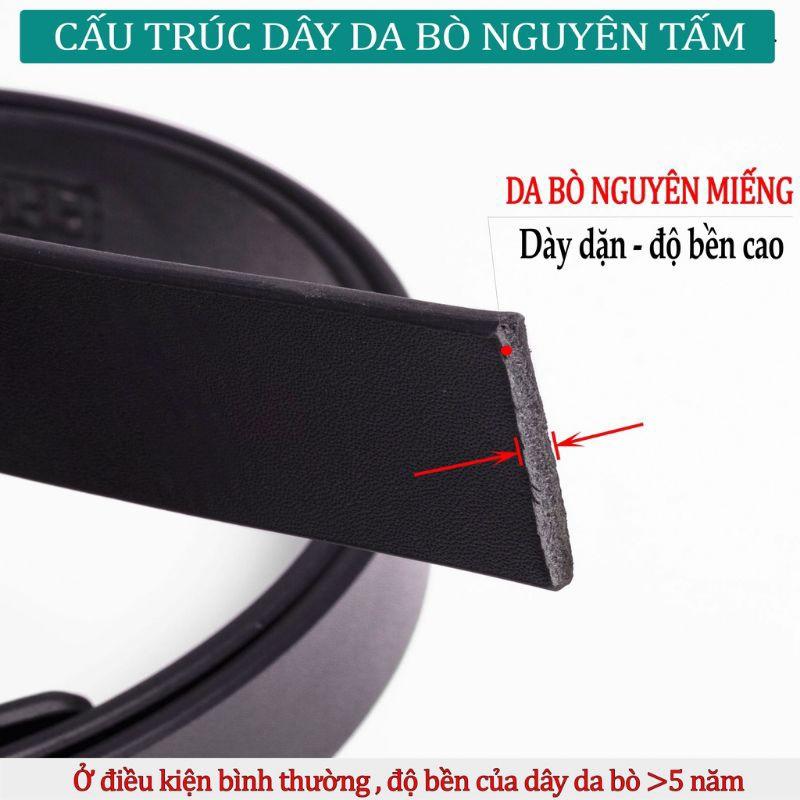 Thắt lưng nam da bò nguyên miếng đầu khoá tự động cao cấp, THC bảo hành 12 tháng