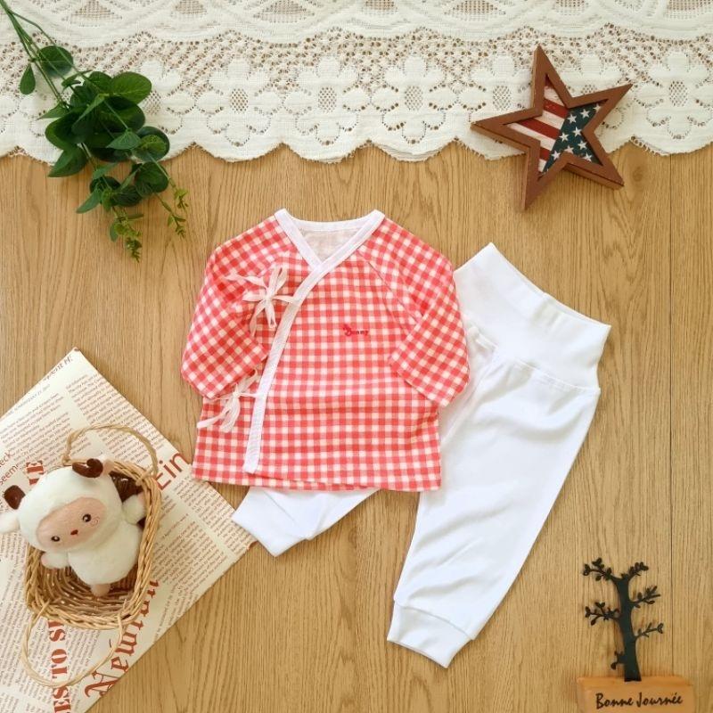 Bộ quần áo cột dây sơ sinh chất cotton mềm mịn thấm hút mồ hôi tốt - Bunnybaby