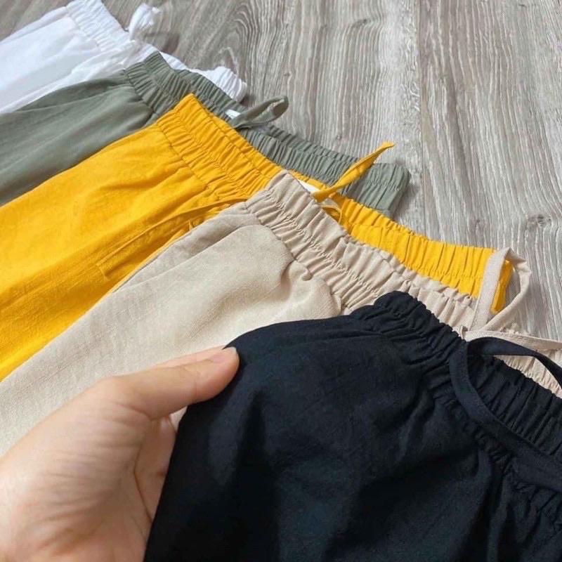 Quần Baggy Nữ Vải Đũi Thái Cạp Chun Nhẹ Mát