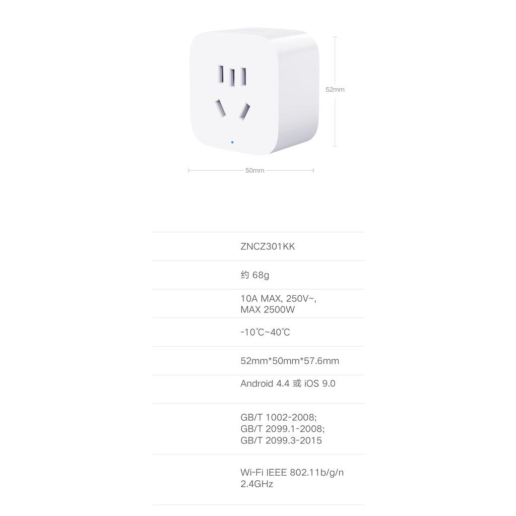Ổ Cắm Thông Minh Xiaomi Mijia 3 Điều Khiển Từ Xa Bằng Ứng Dụng Điện Không Dây
