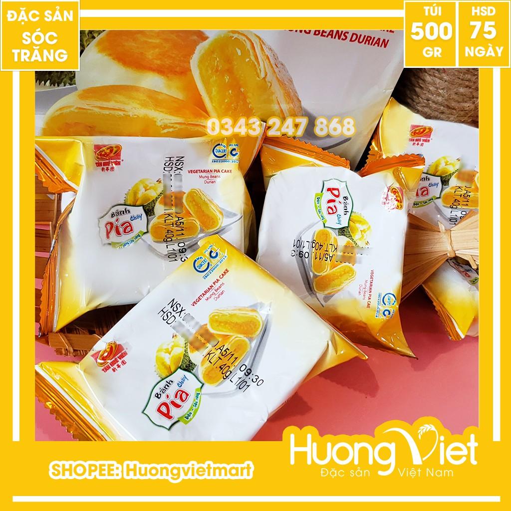 Bánh pía chay đậu xanh sầu riêng mini 500g, bánh pía chay Tân Huê Viên không trứng