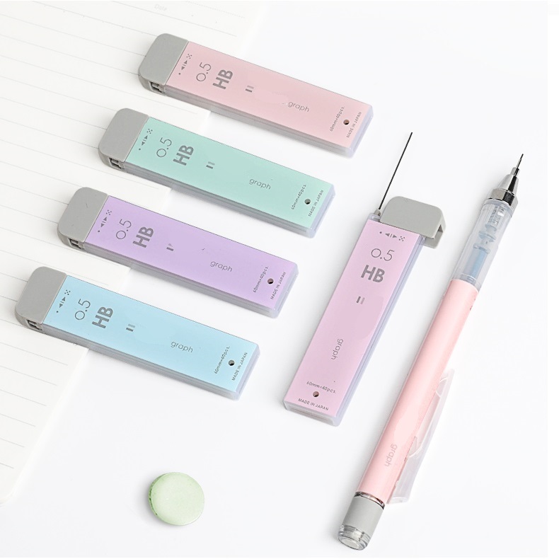 Bút chì Graph Pastel kim lắc bản Limited kèm hộp ruột ngòi refill HB 0.5 ( giao màu ngẫu nhiên )