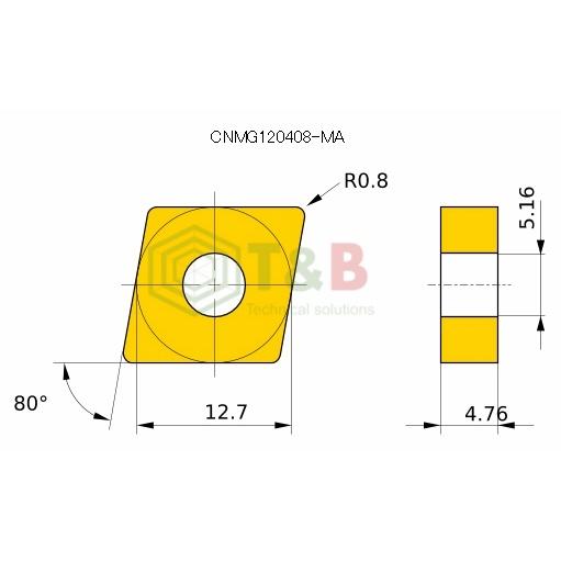 Mảnh dao tiện ngoài phủ CVD Hãng Kyocera Model CNMG120408 CA515