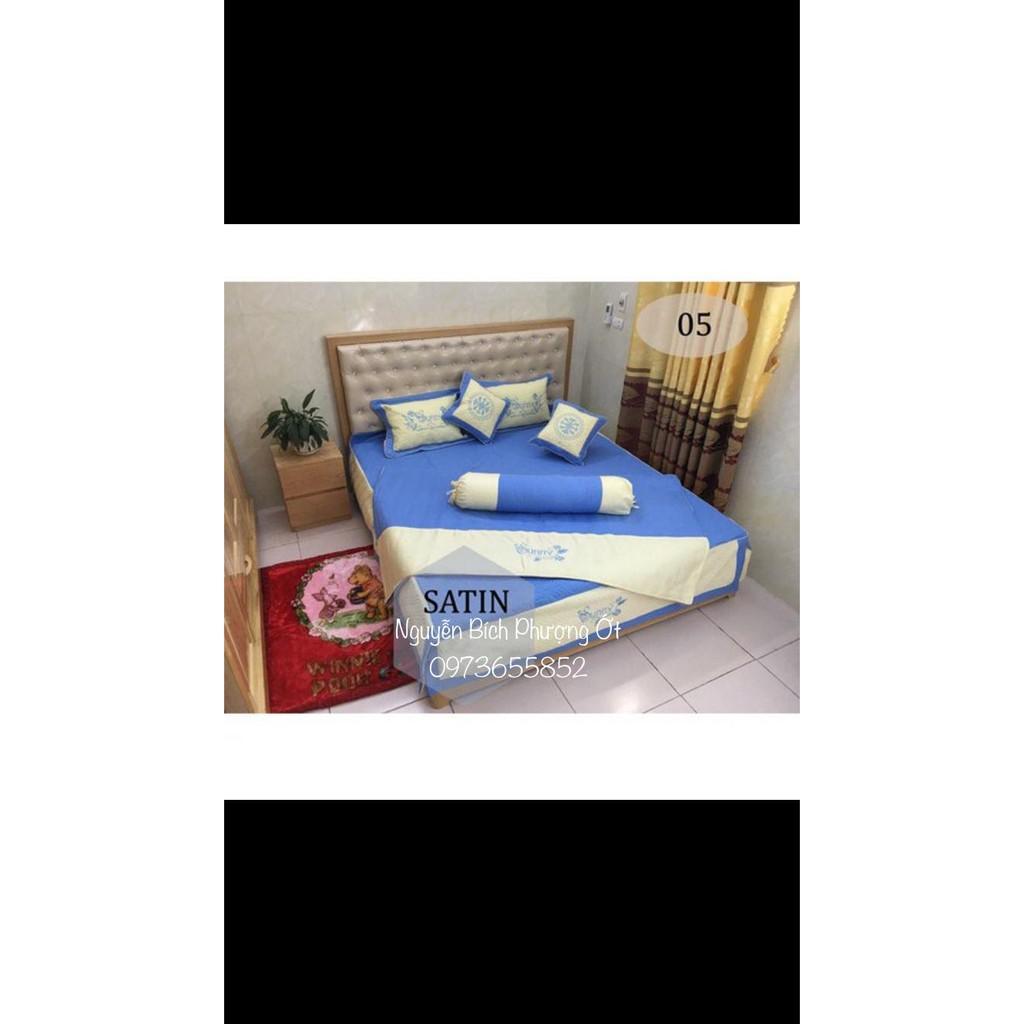 Bộ Ga Phủ Giường Trần Bông Satin Riềm Phủ Cao Cấp - HÀNG ĐẸP