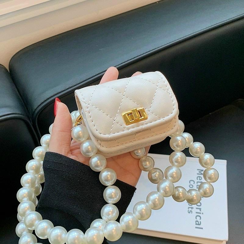 Túi xách nữ mini trần trám khóa xoay dây ngọc sang chảnh shop tuyển sỉ