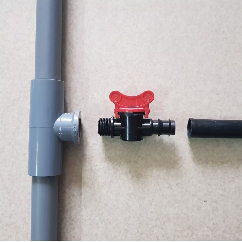 10 Van khóa 1 đầu ren ngoài 27mm, 1 đầu gài ra ống LDPE 25mm