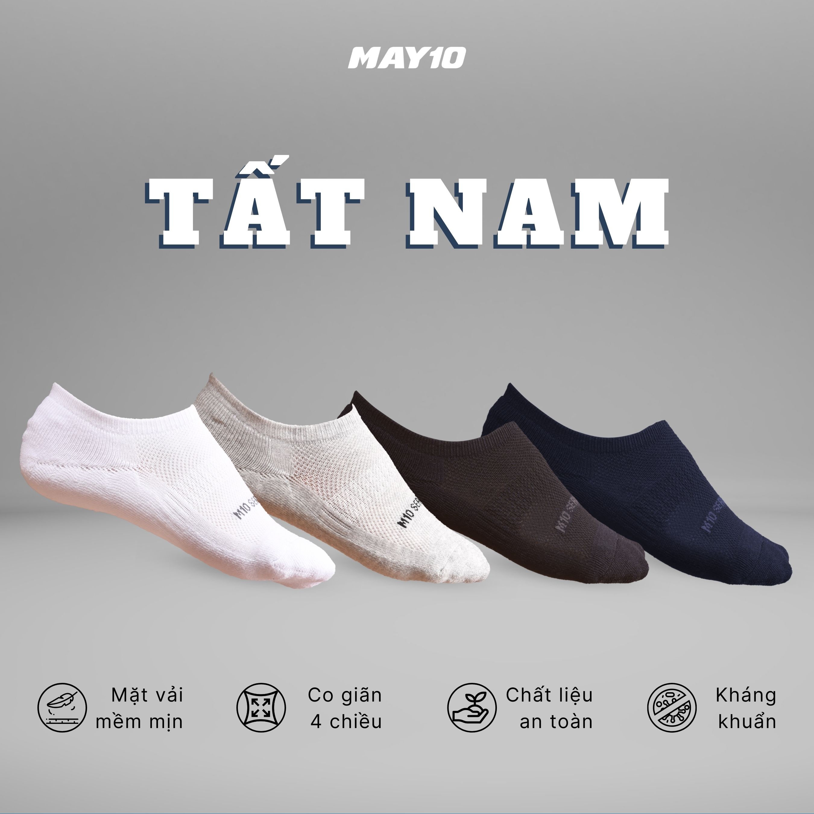 Tất- vớ nam cổ NGẮN chất liệu cotton thoáng khí May 10 mã 11050122047