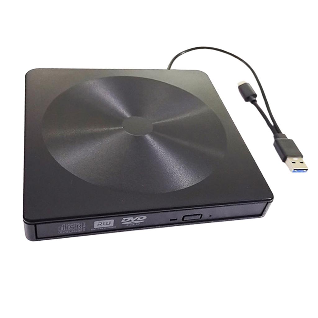 External USB CD Burner Writer DVD ROM Drive Player Black for PC &